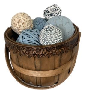 NAUTICAL Beach Coastal Vibe Decorative Basket with Filler and Orbs